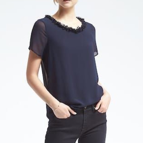 Banana Republic Tops - Banana Republic Fringe Trim Tee